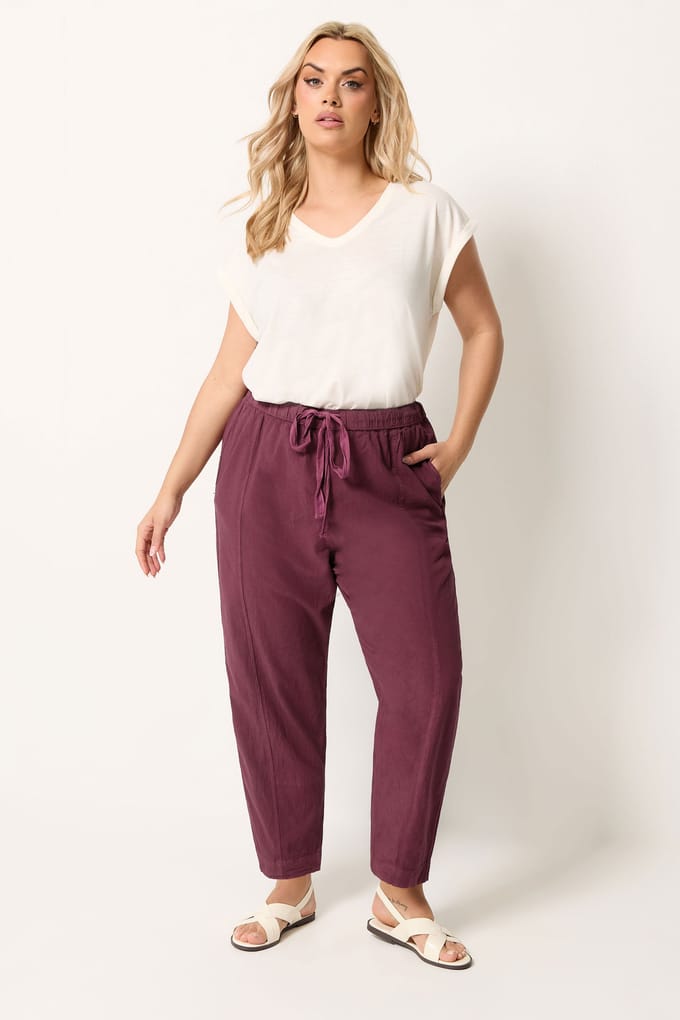 Yours Rode Broek Met Barrelpijpen Van Koel Katoen Size 44