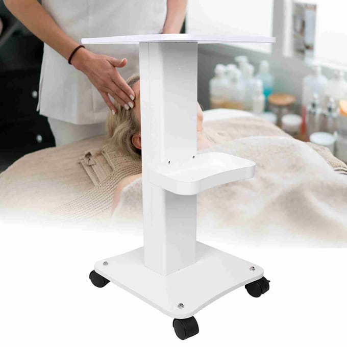 Professionele ABS Schoonheidssalon Trolley Salon Sokkel Rollende Kar Wielen Standaard white