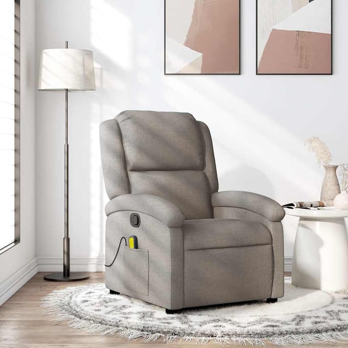 Vidaxl Klapbare Massagestoel, Taupe, Bekleed met Stof
