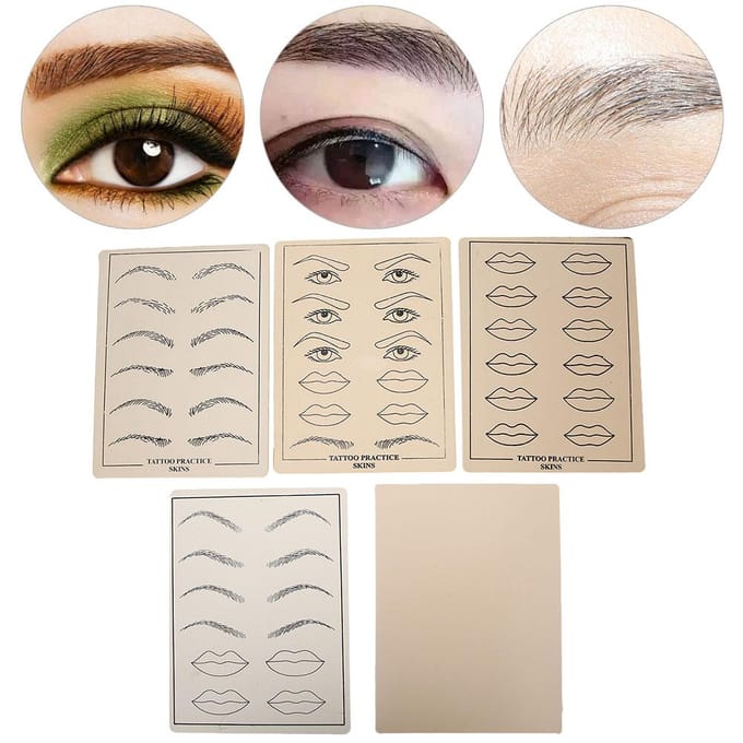 5 stuks Set Muti Functionele Microblading Oefenhuid Zachte Huid Make-up Oefen Siliconen Gereedschap beige
