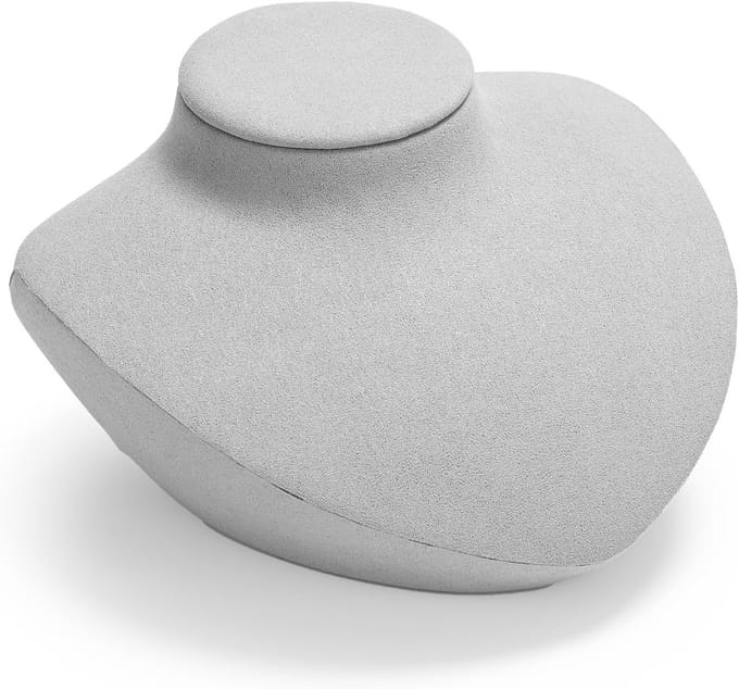 SnelShoppen - Microfiber Sieradenopslag Bust, Kettingopslag, Bust voor Halskettingen, Klein Sieradenaccessoire (Lichtgrijs)