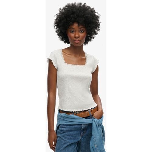 Superdry Athletic Essentials top met Vierkante Hals Lichtgrijs Grootte: 6-8
