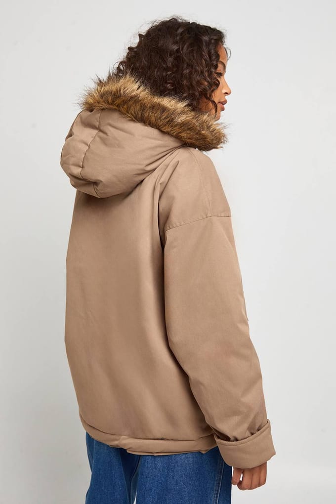 boohoo Dames Utility Pocket Parka | Camel | Maat: 8