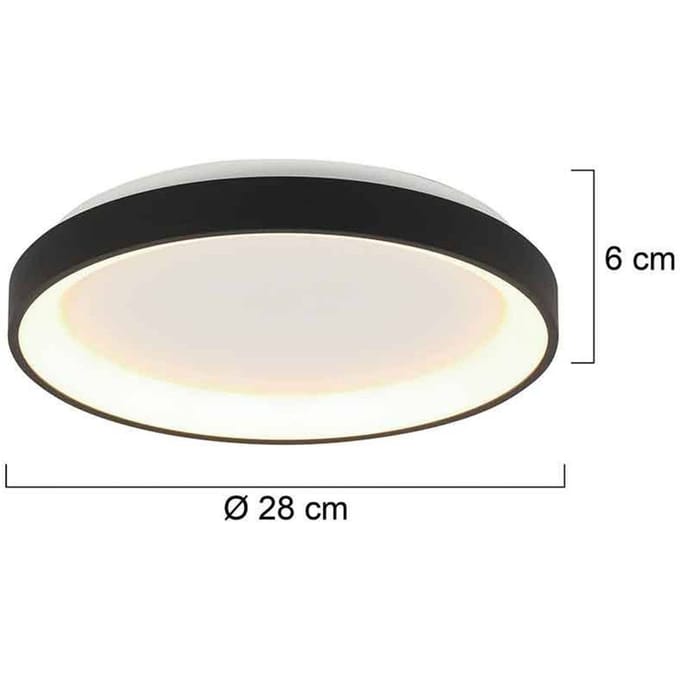 Plafondlamp Ringlede 3690ZW Dimbaar Zwart Rond 28 cm Kunststof/metaal Steinhauer