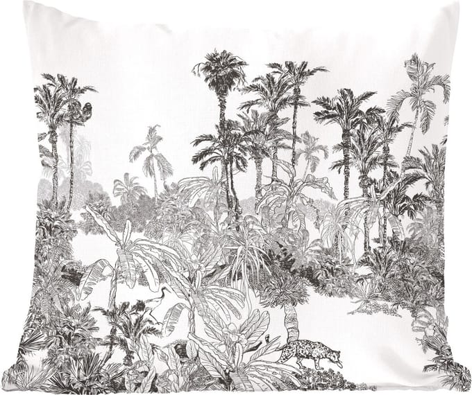 Sierkussens - Kussentjes Woonkamer - 60x60 cm - Jungle - Zwart - Wit