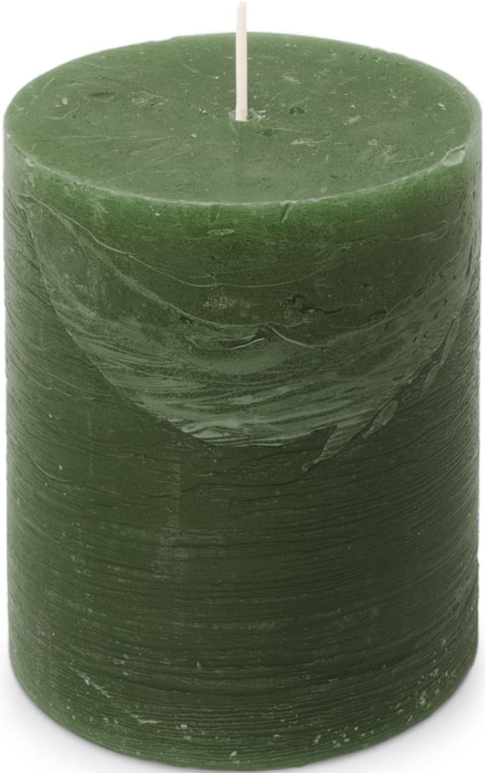 Kaars rustiek 100/130 mm donkergroen Spaas