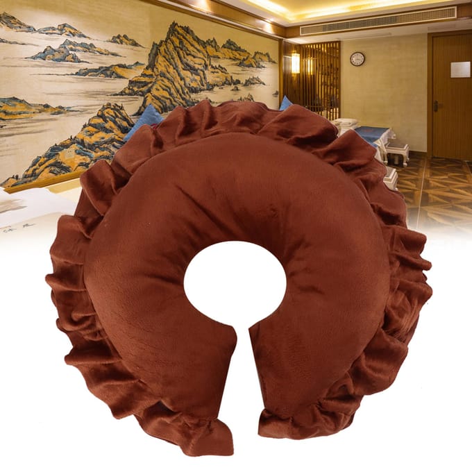 Gezichtskussen Kussen SPA Salon Massagebed U-vorm Afneembaar Gezichtskussen Koffie brown