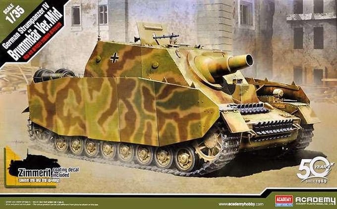 Academy Modelbouwpakket Militaire voertuigen - 13525 German Strumpanzer IV Brummbar Ver.Mid Plastic - 1:35 - Modelbouw