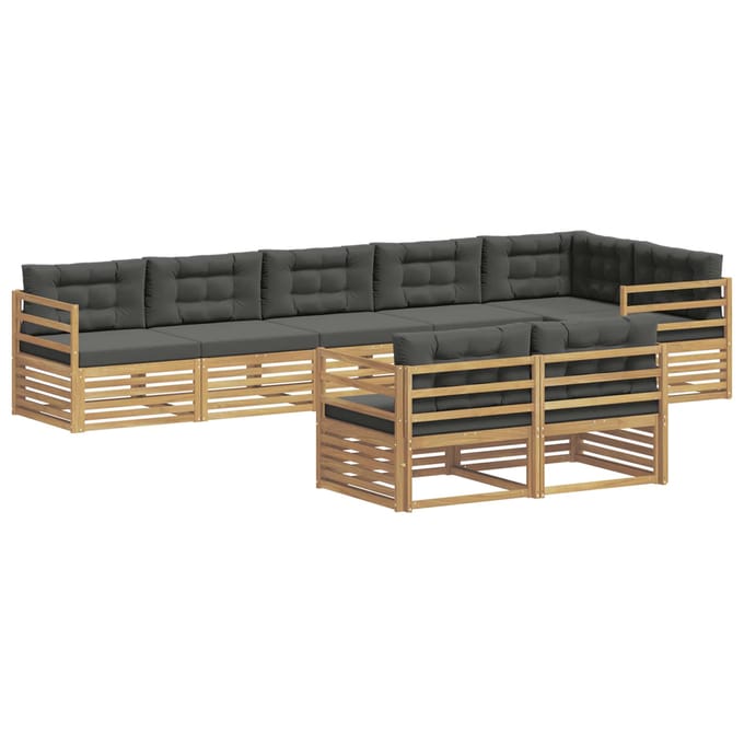 vidaXL - Buiten - bank - set - 8 - st - Wit - en - antracietkleurig - Polyester