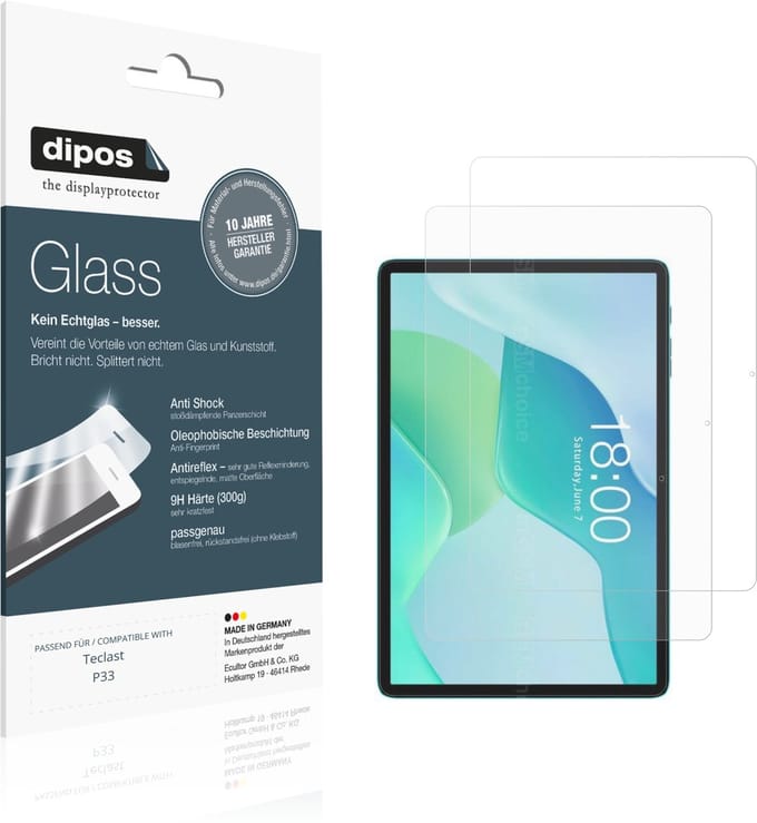 dipos – 2x Matte Pantserfolie geschikt voor Teclast P33 | 9H Screenprotector