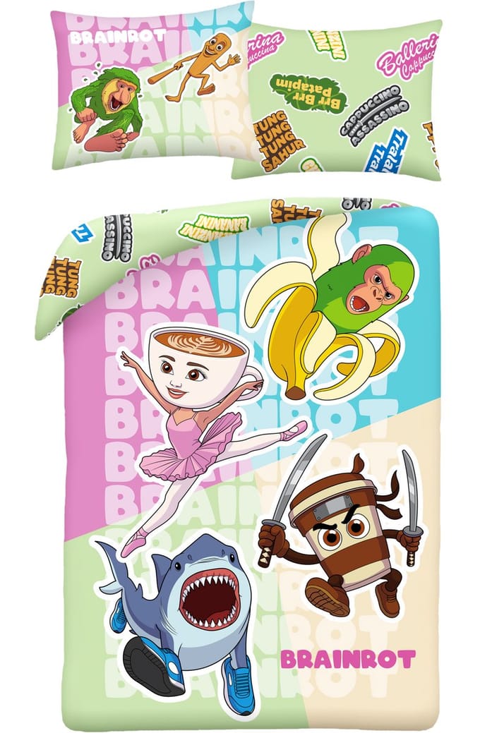 Brainrot Dekbedovertrek - 140 x 200 cm - 70 x 90 cm - Polyester