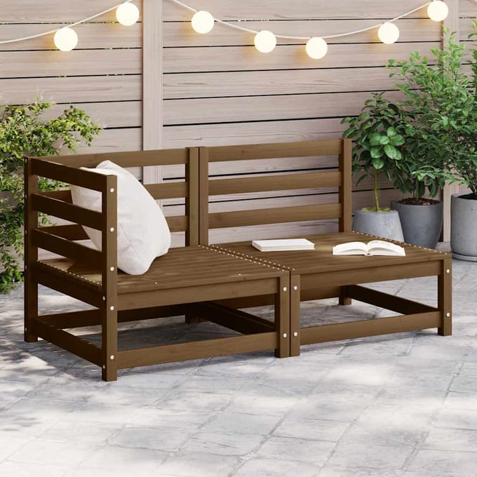 vidaXL - 2-delige - Loungeset - massief - grenenhout - honingbruin