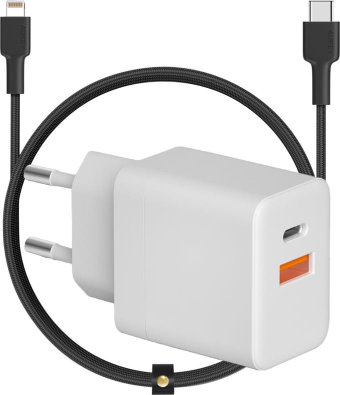 35w usb C Snellader geschikt voor iPhone + Lightning kabel 3m - Oplader geschikt voor iPhone - Dubbele usb C stekker - Oplaadstekker geschikt voor Apple iPhone