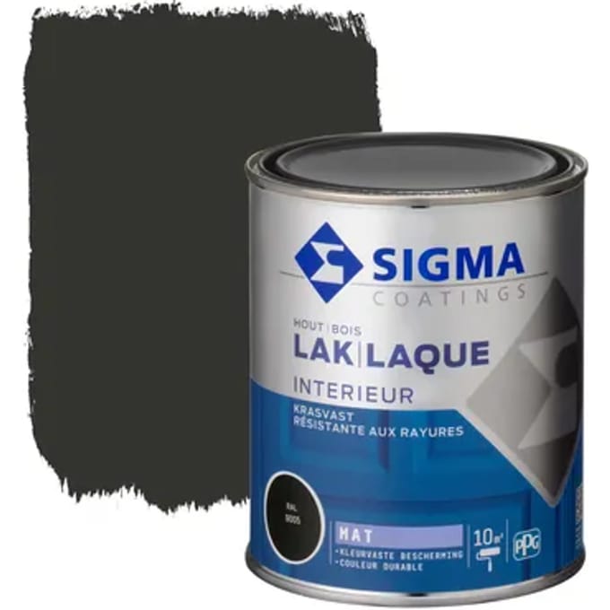 Sigma Houtlak Interieur - Mat - Zwart Ral 9005 - 750ml