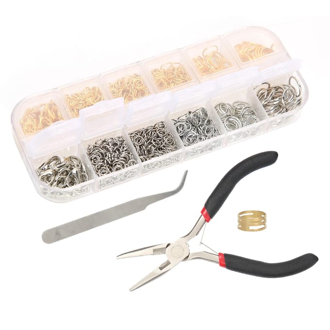 Kit Anneau Fermoir Mousqueton avec outils Bijoux Boucles d'oreilles colliers DIY Accessoire de Fabrication white