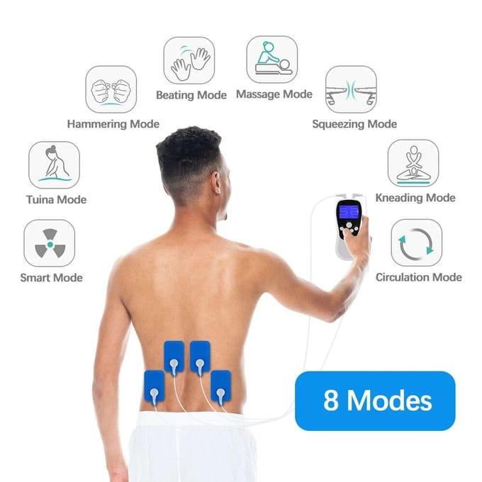 8-Modus EMS Elektrische Spierstimulator Acupunctuur Lichaamsmassage Digitale Therapie Massageapparaat Spierstimulator Elektrostimulator CN wit