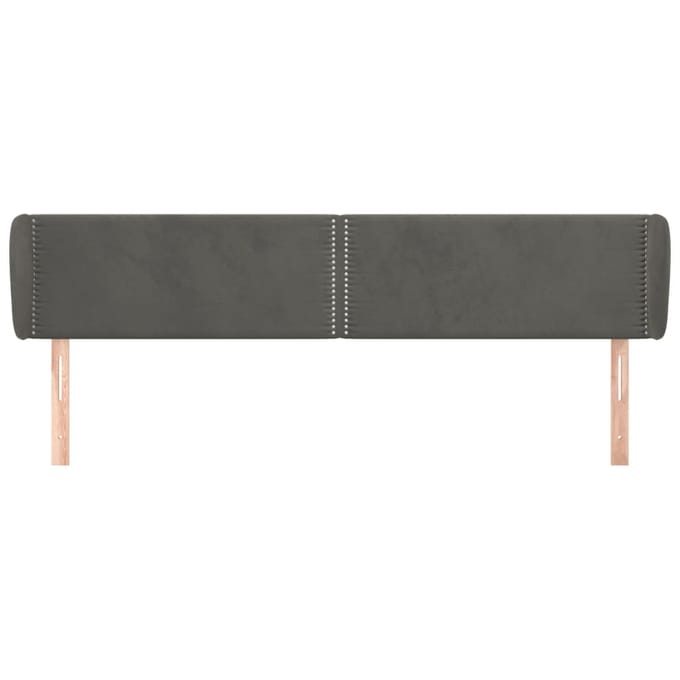 vidaXL - Hoofdbord - met - randen - 203x23x78/88 - cm - fluweel - donkergrijs