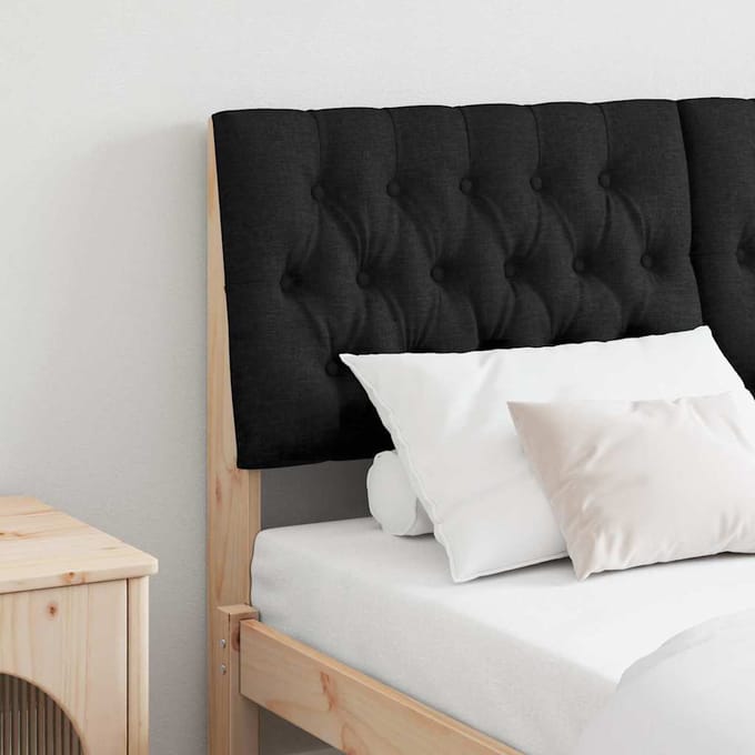 vidaXL - Gestoffeerd - hoofdbord - Zwart - 150 - cm - Massief - grenenhout