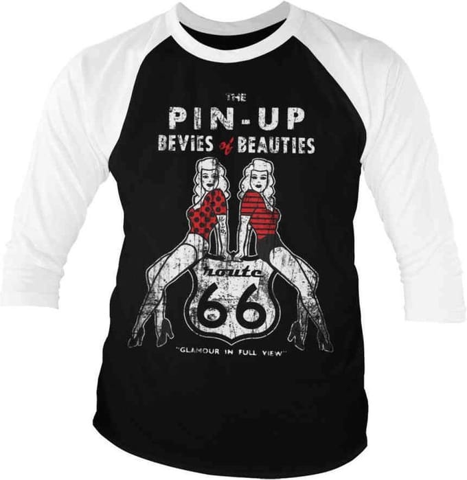 Route 66 Raglan top -S- Pin-Ups Zwart/Wit