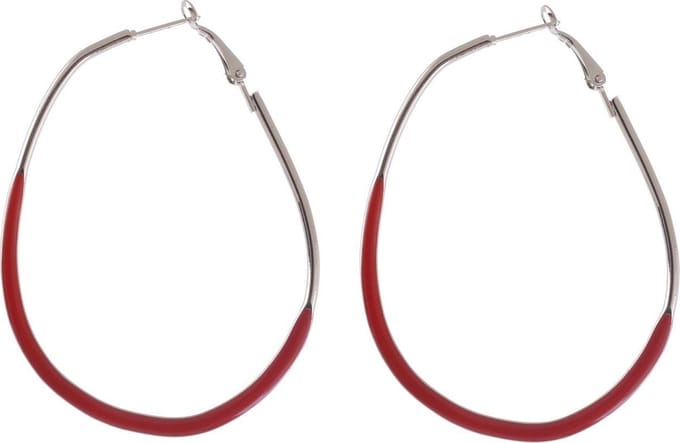 Behave - Oorringen rood zilverkleur trendy statement 6,5 cm