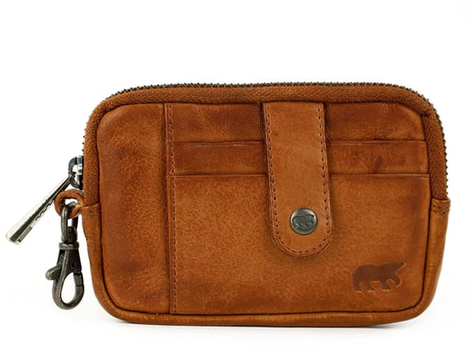 Bear Design Maise Leren Sleuteletui / Ritsportemonnee - Cognac