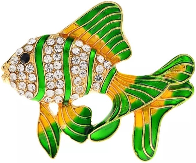 Zelto- Broche- Vis- Groen- Geel-Broche Boetiek