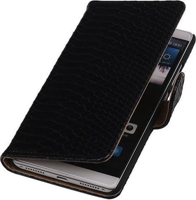 Zwart Slang Booktype Huawei Mate S Wallet Cover Hoesje