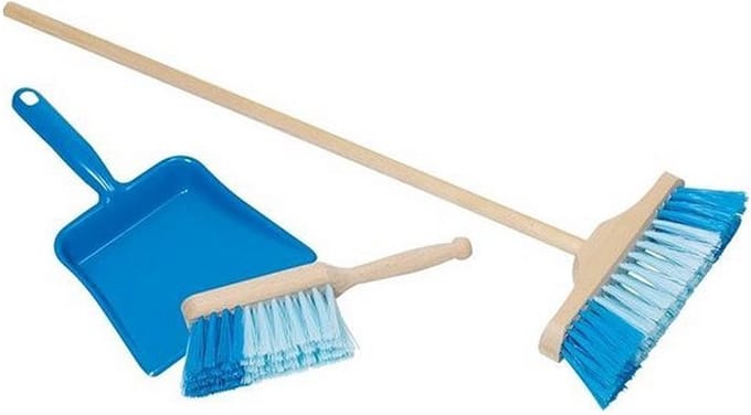 Bezem, Stoffer & Blik Blauw bezem ca. 49 cm.