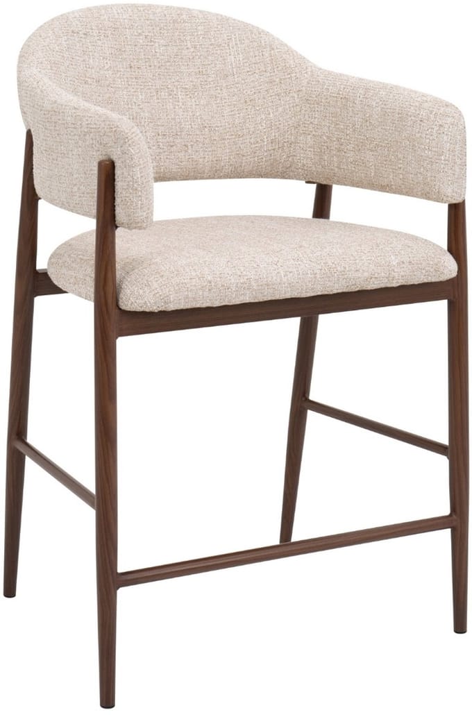 DÉJA Living Barkruk Dénia - Beige/Walnoot - Zithoogte 75cm - Set van 2