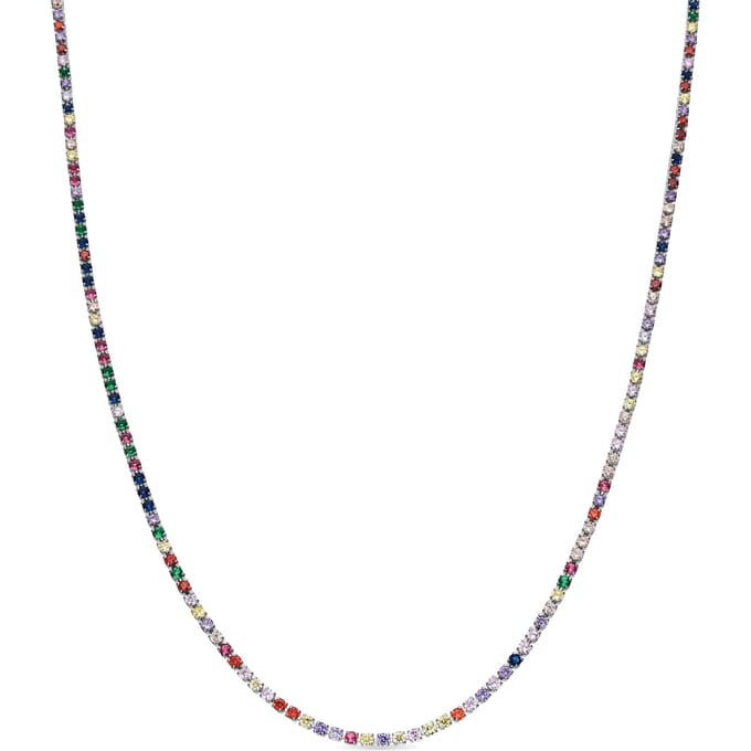 Luxeketting met Multicolor Zirkonia zilverkleurige afwerking - Serly