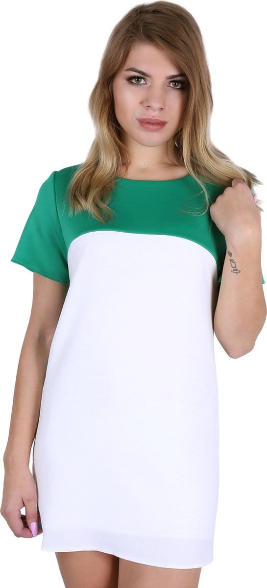 Crème-groene Mini Jurk John Zack
