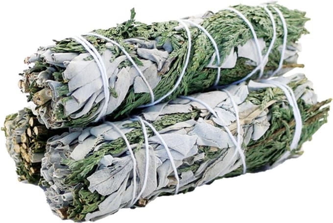 Smudgestick - witte salie - ceder - smudge stick - white sage - cedar - 3 stuks - 10cm
