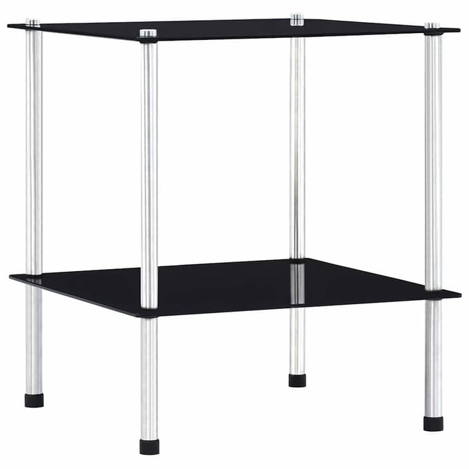 vidaXL - Kastje - 2-laags - 40x40x47 - cm - gehard - glas - zwart