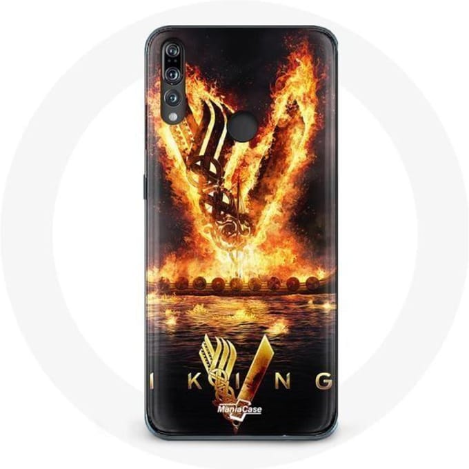 Coque - Vikings - Huawei P30 Lite - Logo V Epée de Feu - Noir - Protection Rigide noir