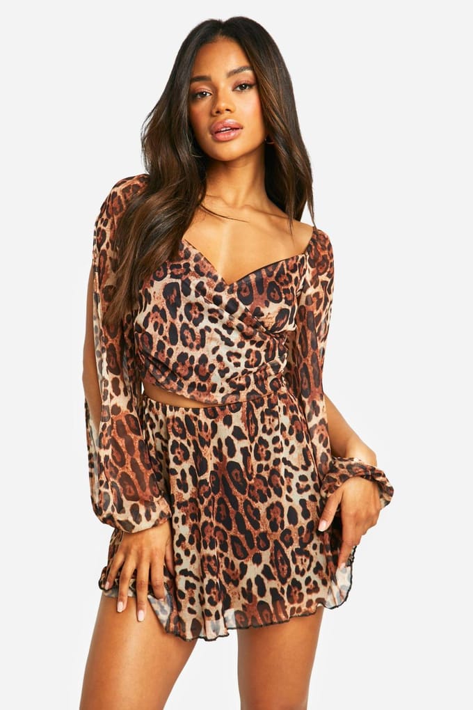 boohoo Dames Luipaard Mesh Zwierige Mini-Rok | Leopard | Maat: 10