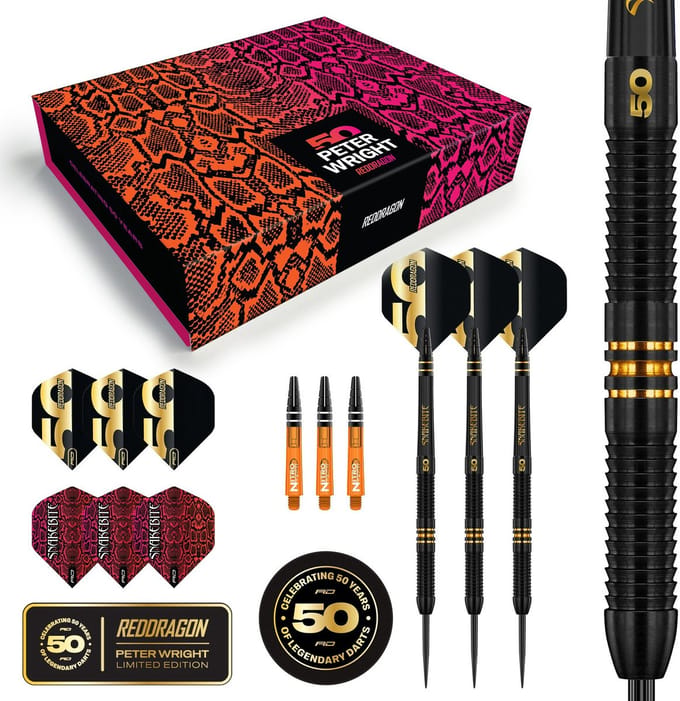Red Dragon Peter Wright 50 Years Anniversary Limited Edition 90% - Dartpijlen