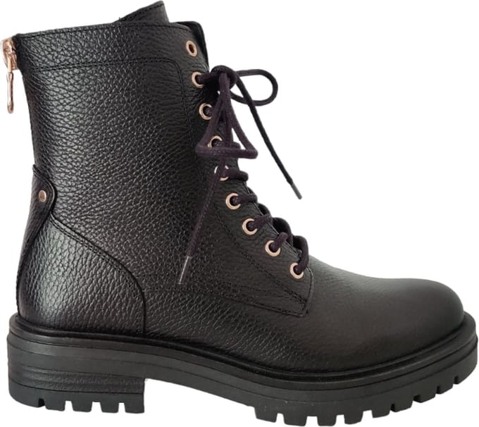 Poelman - leren veterboot zwart
