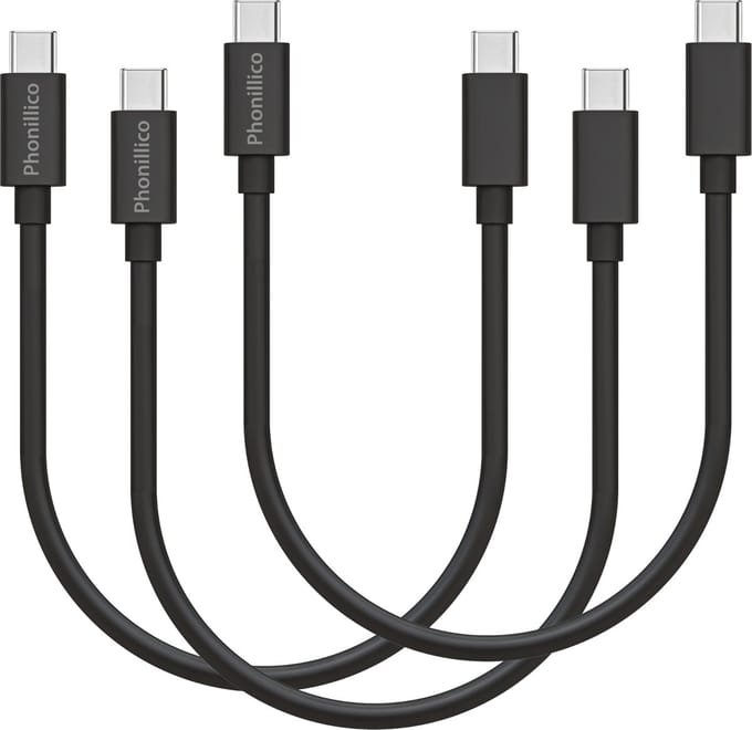 3x USB C naar USB C Kabel Zwart - 0,2 meter - Oplaadkabel voor Samsung Galaxy NOTE 20 / NOTE 20 ULTRA