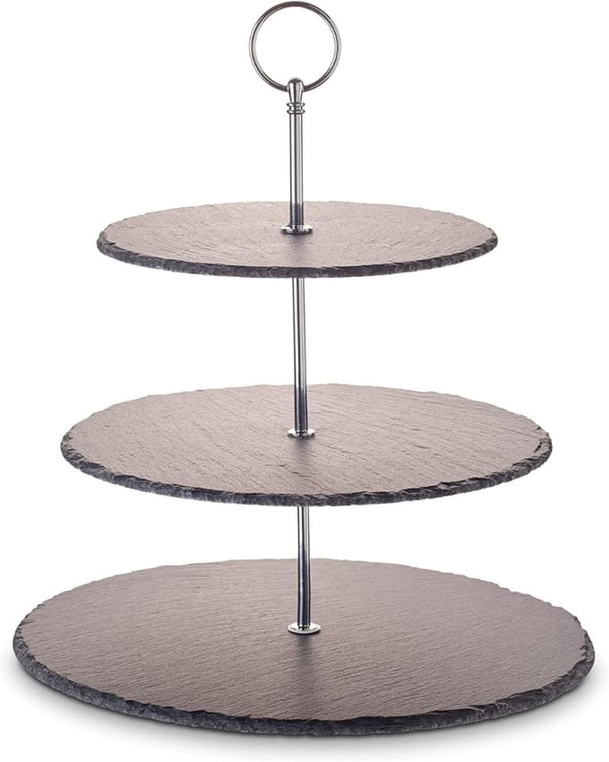 YOR® Serveertoren - Etagere - Tapasplank - Zilver - 30cm x 30cm x 35cm