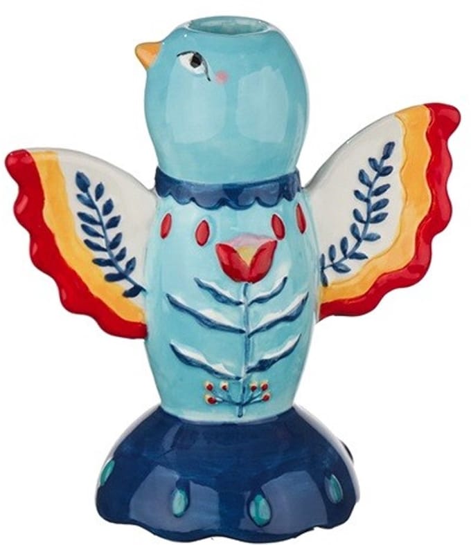 Aardewerk kaarsenstandaard indigo swallow