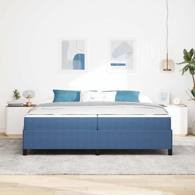 vidaXL - Bedframe - met - matras - Blauw - 200 - x - 200 - cm - Stof