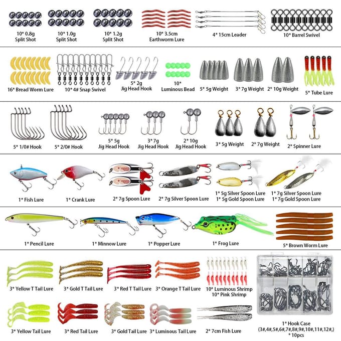 304-delige set met visaccessoires Visgereiset Vistuig 304pcs white