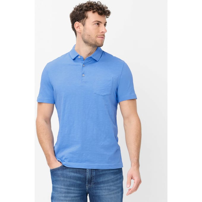 Brax Heren Poloshirt  Style PAVO fresh blue, blauw, maat M