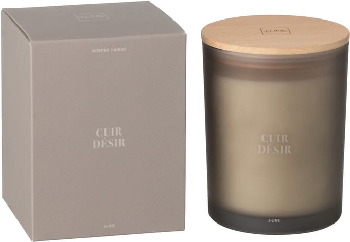 J-Line geurkaars Accords Essentiels - Cuir Désir - glas - bruin - 52U