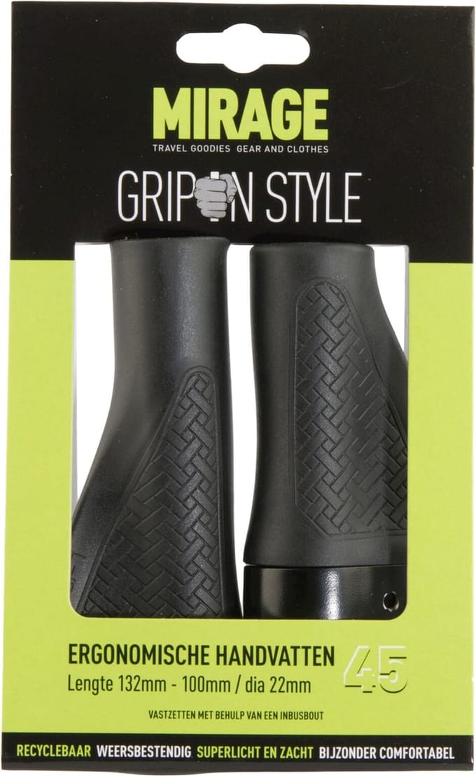 Handvatpaar Mirage Grips in style #45 - 132/100 mm met lockring  - zwart