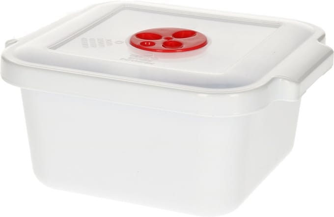 Plastic Forte Magnetronschaal - deksel/ventiel - 1 liter - wit - kunststof - rechthoekig