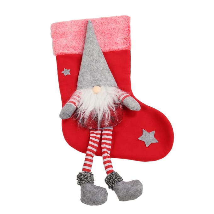 Kerstsok Leuke Kabouter Decoratieve Sok Ornament Tas met Benen voor Kerstboom rood