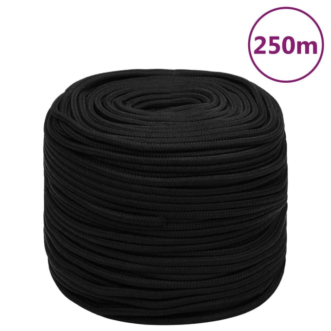 vidaXL - Werktouw - 8 - mm - 250 - m - polyester - zwart
