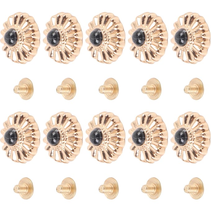 10 Pièces Bouton à Vis 16,5 mm Or Fleur Noir Turquoise Bouton à Vis avec Vis 4,5 mm pour Sac beige