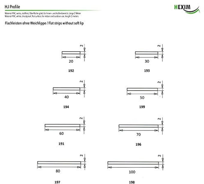 Platte PVC Lijsten in Wit 2 & 2,5 mm - Zelfklevend of met Rubberen Lip - 2 Meter